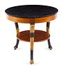 An Empire Parcel Gilt and Black-Lacquered Marble Top Gueridon