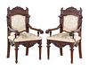 A Pair of French Renaissance Revival Carved Walnut Armchairs