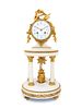 A French Gilt Bronze Mounted Marble Portico Clock