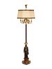 An Empire Style Gilt and Patinated Bronze Candelabrum Mounted as a Floor Lamp