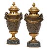 A Pair of Neoclassical Gilt and Patinated Bronze Urns