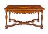An Italian Carved and Satinwood Inlaid Walnut Center Table