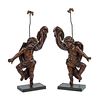 A Pair of Italian Carved Walnut Altar Figures Mounted as Lamps