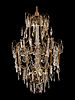 A Neoclassical Gilt Metal and Cut-Glass Cage Form Twelve-Light Chandelier