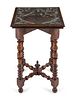 A Dutch Turned Walnut and Tooled Leather Mounted Stand