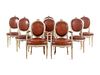 An Assembled Set of Eight Gustavian Cream-Painted Dining Chairs
