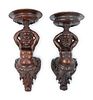 A Pair of Continental Carved Oak Figural Brackets