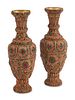 A Pair of Mughal Style Jeweled Filigree Vases