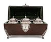 Three George III Silver Tea Caddies in a Leather-Cased Box