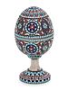 A Russian Silver and Enameled Egg-Form Table Ornament