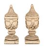 A Pair of Large Glazed Terra Cotta Finials