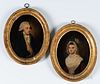 Anglo/American School, Late 18th Century      Pair of Framed Oval Portraits of a Man and Woman