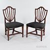 Pair of Carved Mahogany Shield-back Side Chairs
