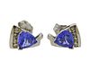 14K Gold Diamond Tanzanite Stud Earrings