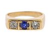 Antique 14K Gold Diamond Sapphire Ring