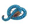 Antique Victorian Silver Gold Turquoise Snake  Pin 