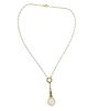 Antique Art Nouveau Gold Diamond Moonstone Lavalier Necklace
