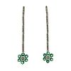 Italian 18k Gold Diamond Emerald Flower Drop Earrings