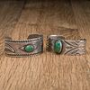 Pair of Early Navajo Ingot and Turquoise Cuff Bracelets