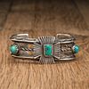 Navajo Silver and Turquoise Cuff Bracelet, with Cross