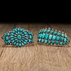 Navajo and Zuni Silver and Turquoise Cluster Cuff Bracelets