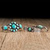 Navajo Silver and Turquoise Cluster Cuff Bracelets