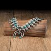 Navajo Child's Silver and Turquoise Box Bow Squash Blossom Necklace