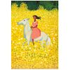 TRINIDAD OSORIO, Mi caballo blanco, Signed, Oil on canvas, 39.3 x 27.5" (100 x 70 cm)