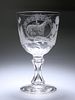 HORSE RACING INTEREST: A MID-19th CENTURY ETCHED GLASS GOBLET, BEARING A NA