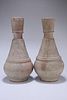 A PAIR OF CHINESE TERRACOTTA VASES IN HAN DYNASTY STYLE, bottle-shaped with