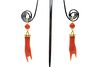 A PAIR OF CORAL HAND EARRINGS
 Each carved coral corallium rubrum hand, sur