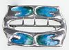 AN ARTS AND CRAFTS SILVER AND ENAMEL BELT BUCKLE
 WILLIAM HAIR HASELER, BIR