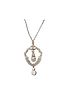 AN EARLY 20TH CENTURY DIAMOND PENDANT NECKLACE
 The openwork cartouche, sus