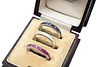 THREE GEM-SET ETERNITY RINGS
 Comprising of three channel-set bands, each r