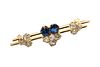 AN EARLY 20TH CENTURY SAPPHIRE AND DIAMOND BAR BROOCH
 Composed of a pair o