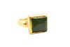 A CHRYSOPRASE RING, PROBABLY 15TH - 16TH CENTURY
 The square-shaped cabocho