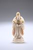 A 19TH CENTURY IVORY FIGURAL CHESS PIECE, carved as the figure of a Bishop,