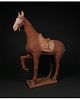 CHINESE TANG DYNASTY TERRACOTTA PRANCING HORSE