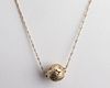 14K Yellow Gold Leaf Ball Pendant Chain Necklace