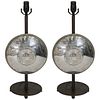 Aluminum Hubcap Table Lamps, Vintage, Pair