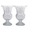 PAIR OF MONUMENTAL CUT GLASS URNS