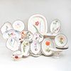Assembled English Creamware Botanical and Flower Decorated Part Service
