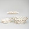 Three English Creamware Reticulated Serving Pieces