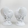 Pair of White Glazed Porcelain Shell Form Compotes, of Recent Manufacture
