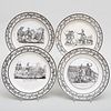 Set of Four P & H Choisy Creil Transfer Printed Plates with Military Scenes