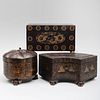 Three Chinese Export Lacquer Tea Caddies