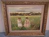 COSTER PAINTING OF GIRLS IN FIELD 