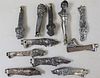 Lot Of 11 Antique Silvered Metal Cigar Cutters .