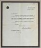 Governor Woodrow Wilson Letter Signed, October 10, 1911