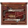 Cased Pair of English Percussion Rifled Single Shot Belt Pistols by Richards of London